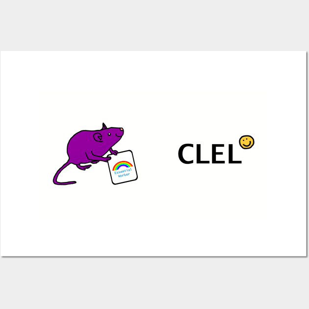 Clel and Purple Rat Essential Employee meme Wall Art by ellenhenryart